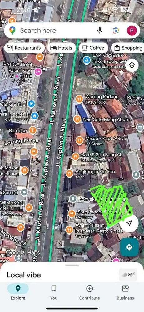 Dijual Tanah 600m jl Kapt A Rivai