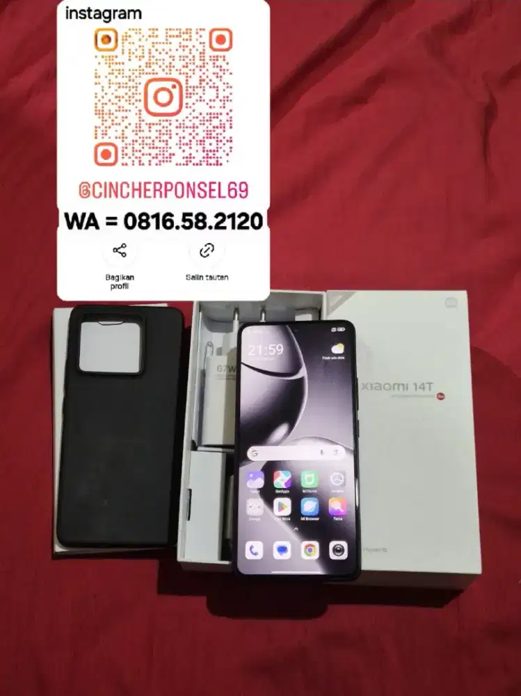 Jual hp bekas Xiaomi 14T 5g 12/512 hitam likenew istimewa grns 10 2027
