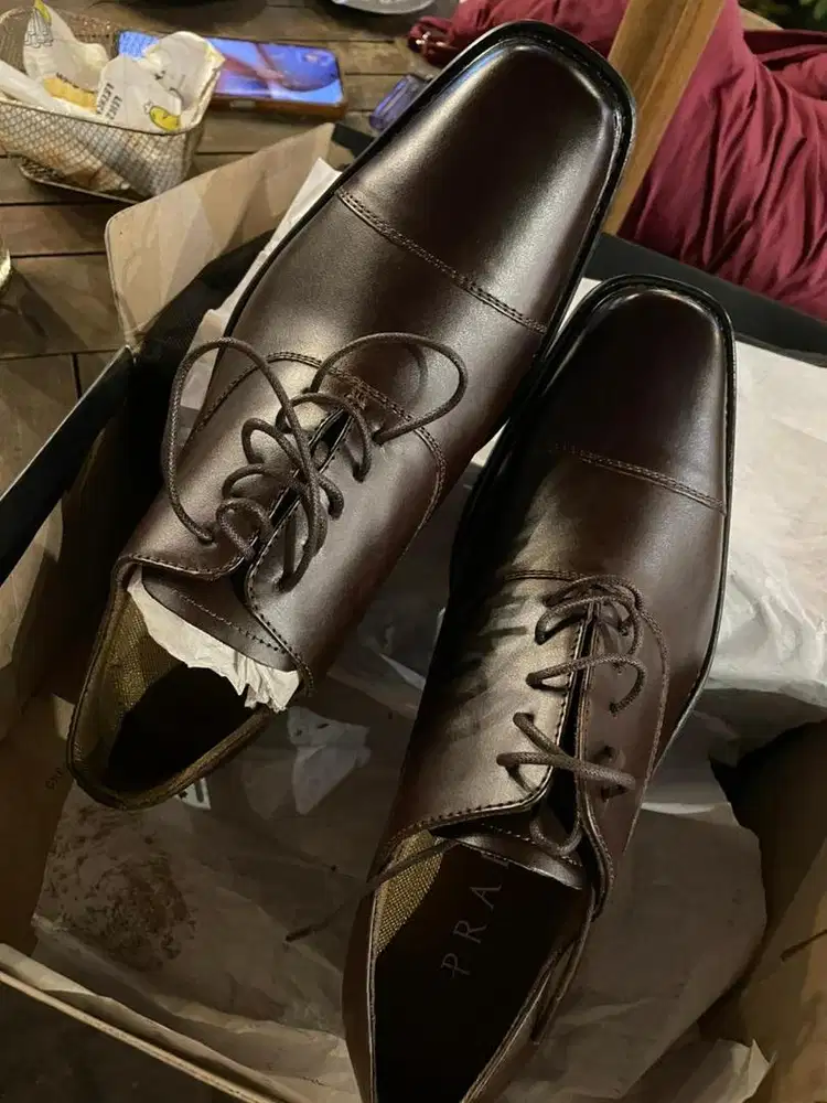 Prabu - Sepatu Kulit Oxford Pria Naka Dark Brown   - Cokelat Tua