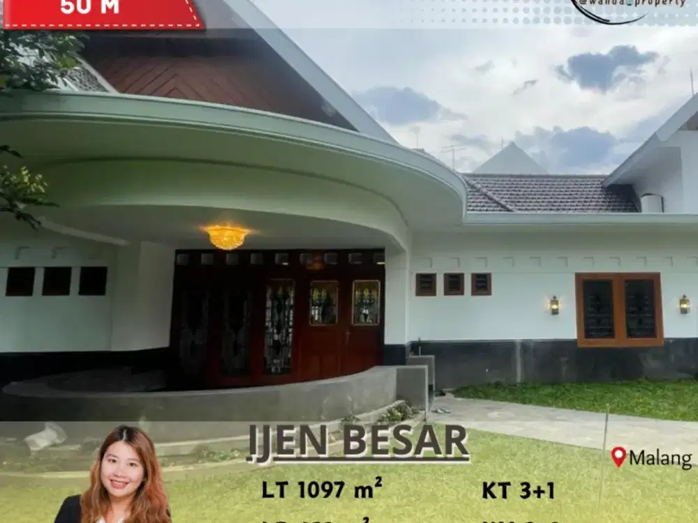 Dijual Rumah Klasik Mewah Ijen Besar Malang