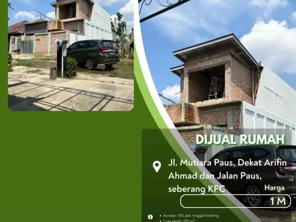 Dijual Rumah di Jalan Mutiara Paus Tengah Kota Pekanbaru!