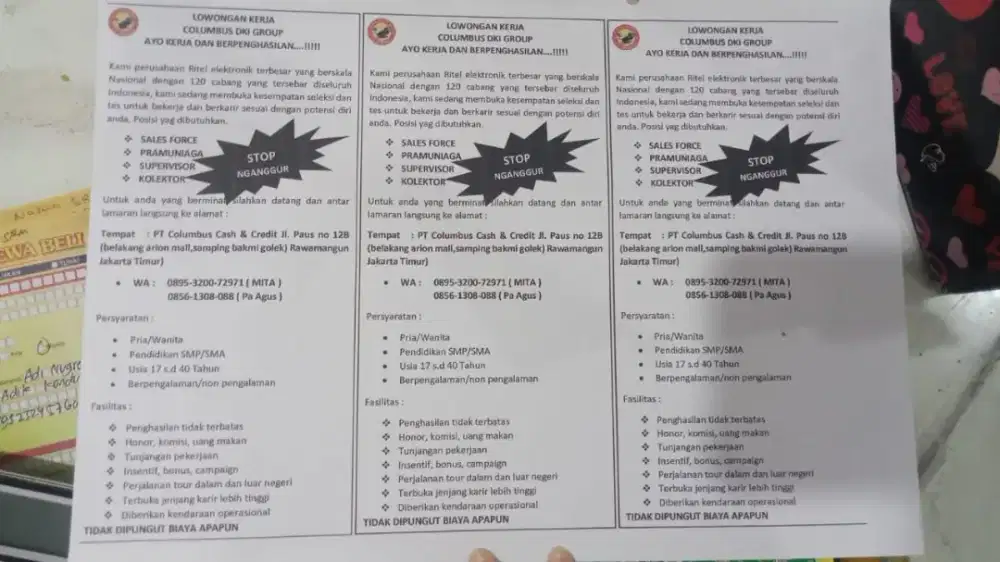 LOKER KERJA UNTUK PRAMUNIAGA DAN SALES