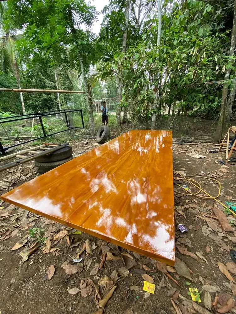 Meja kayu jati perhutani ukuran 300x100x75x3cm