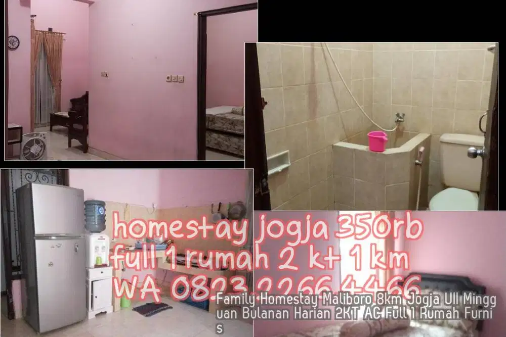 Family Homestay Maliboro 8km Jogja UII Mingguan Bulanan Harian 2KT AC
