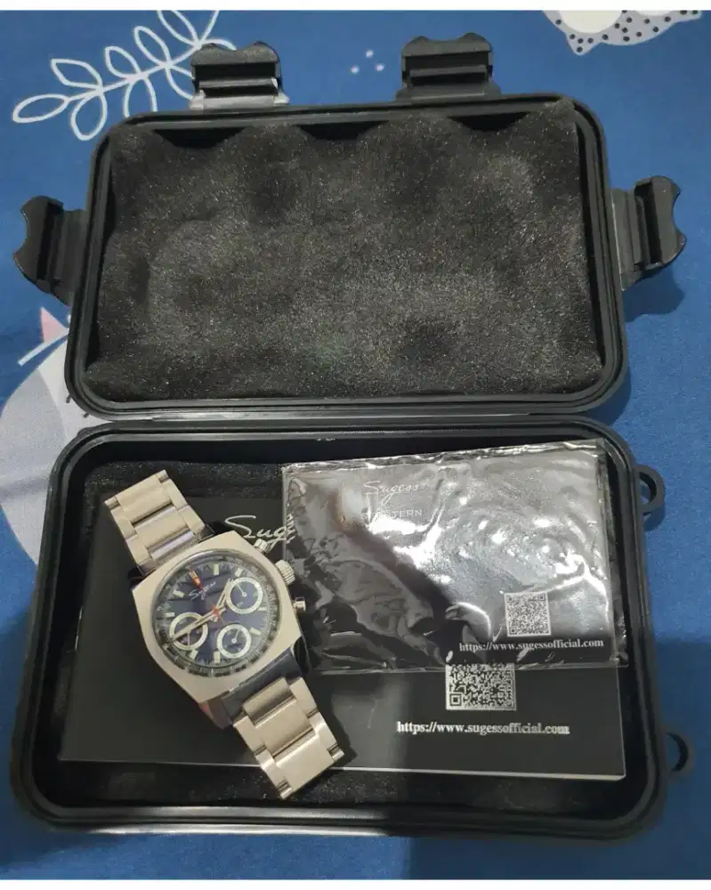 Jam tangan sugess heritage chronograph blue homage zenith el primero