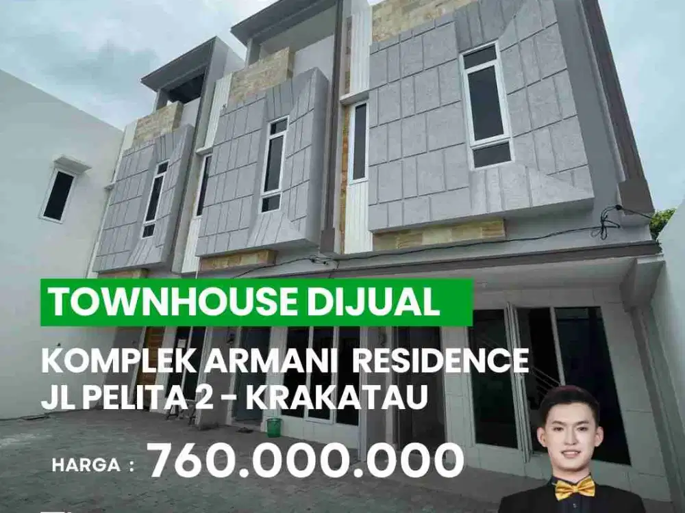 DI JUAL TOWNHOUSE DI KOMPLEK ARMANI RESIDENCE, JL PELITA II