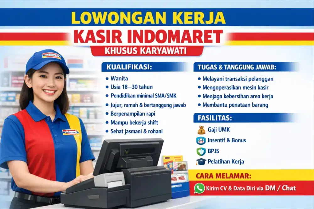 KASIR INDOMARET DIBUTUHKAN SEGERA