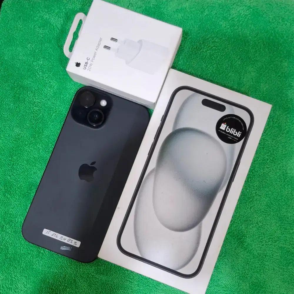iPhone 15 256gb resmi indo blbli fullset Free Adapter