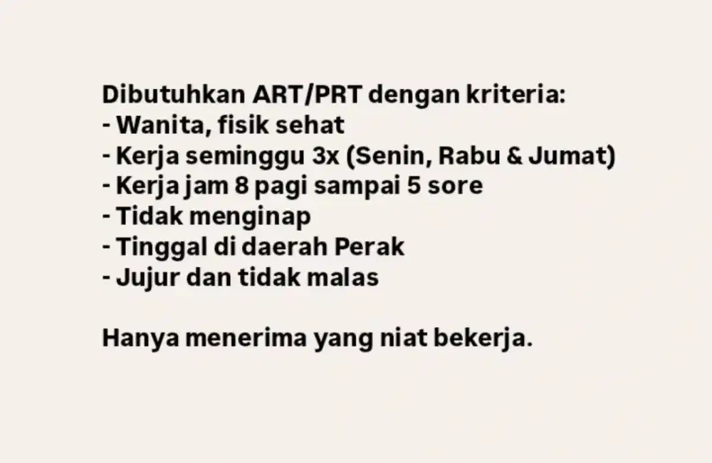 Dibutuhkan ART / PRT