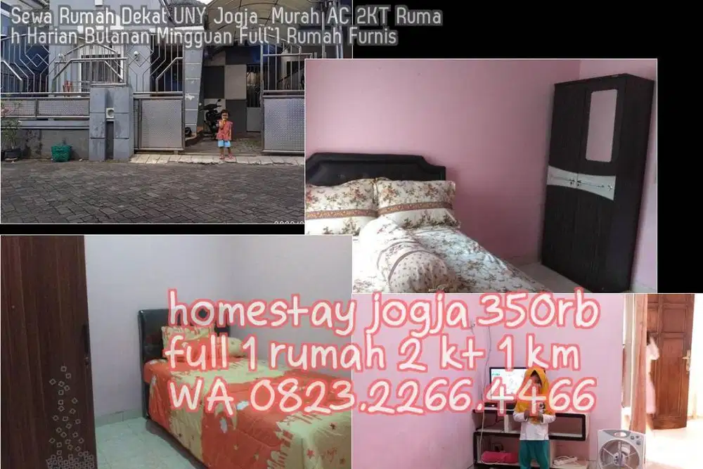 Sewa Rumah Dekat UNY Jogja  Murah AC 2KT Rumah Harian Bulanan Mingguan