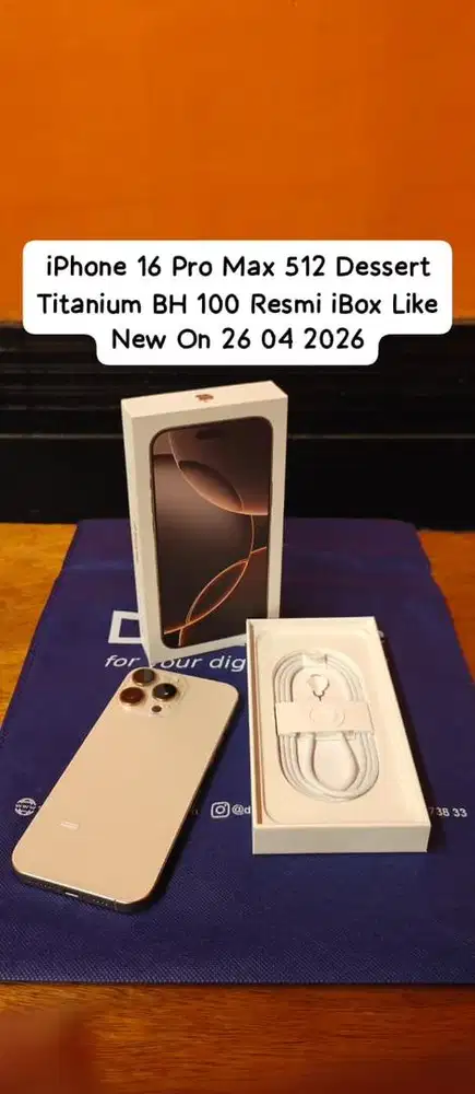 iPhone 16 Pro Max 512 Dessert Titanium BH 100 Resmi iBox On 26 04 2026