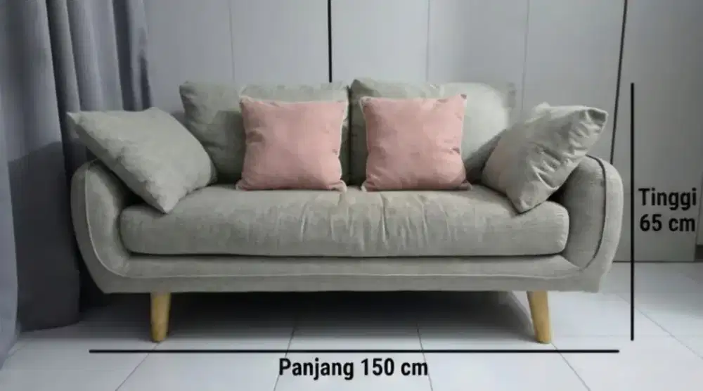 Jual Sofa Scandinavian Grey 2 Seater (150 cm) - Bonus Banta Cantik
