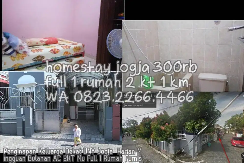 Penginapan Keluarga Dekat UNY Jogja  Harian Mingguan Bulanan AC 2KT Mu