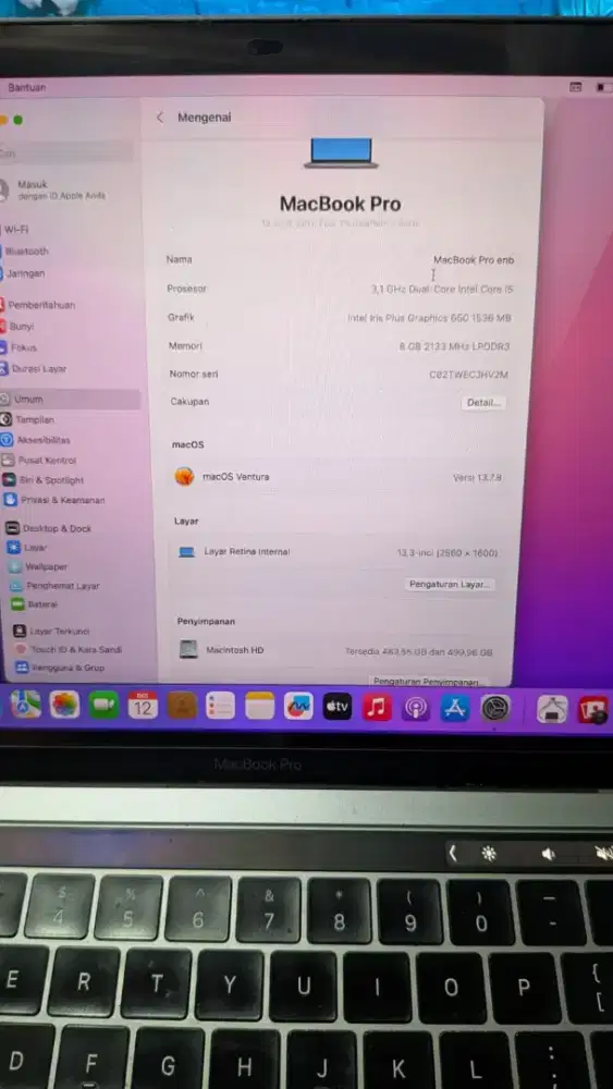 macbook pro 2017 8/256 ibox batangan