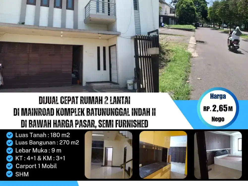 Dijual Cepat Rumah di Mainroad Komplek Batununggal Indah II Harga Dibawah Pasar
