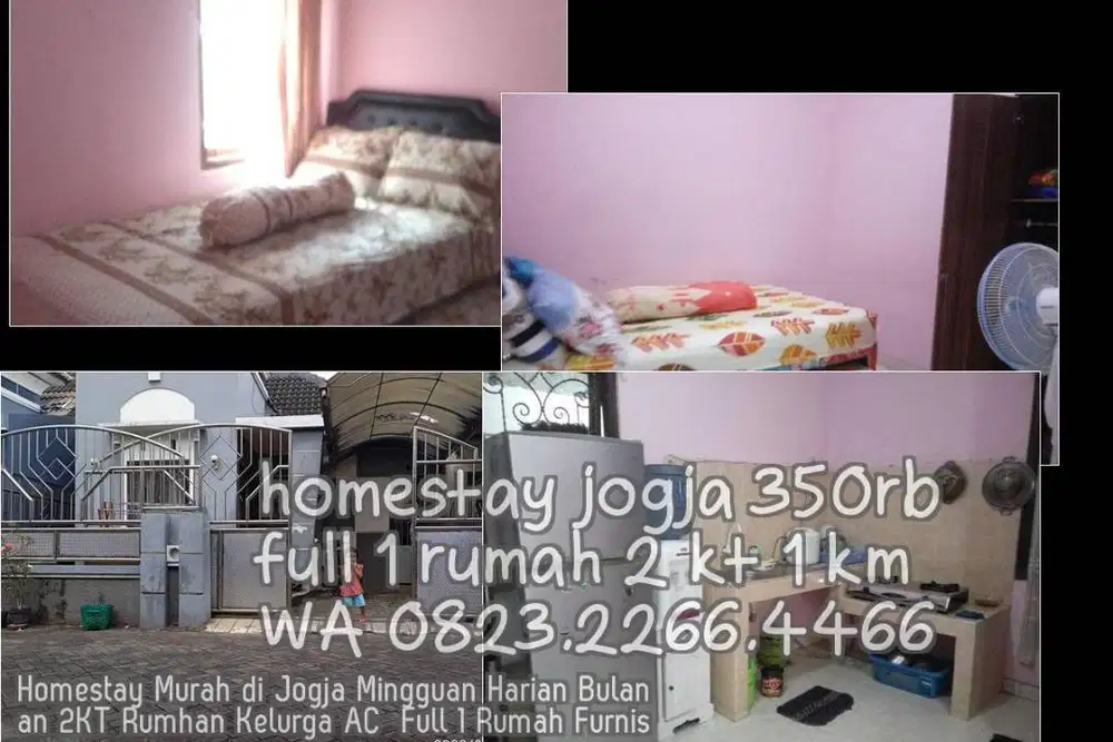 Homestay Murah di Jogja Mingguan Harian Bulanan 2KT Rumhan Kelurga AC