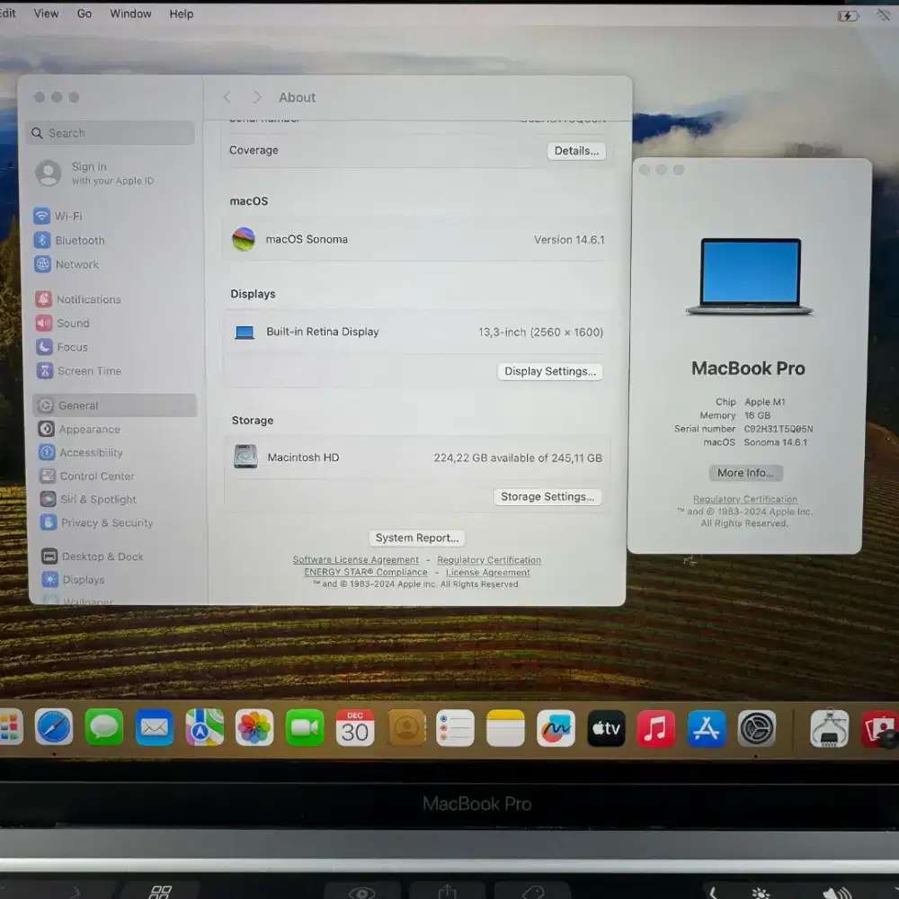 Macbook Pro M1 Ibox 13 Inch Ram 16 Ssd 256 lengkap full set Space Grey