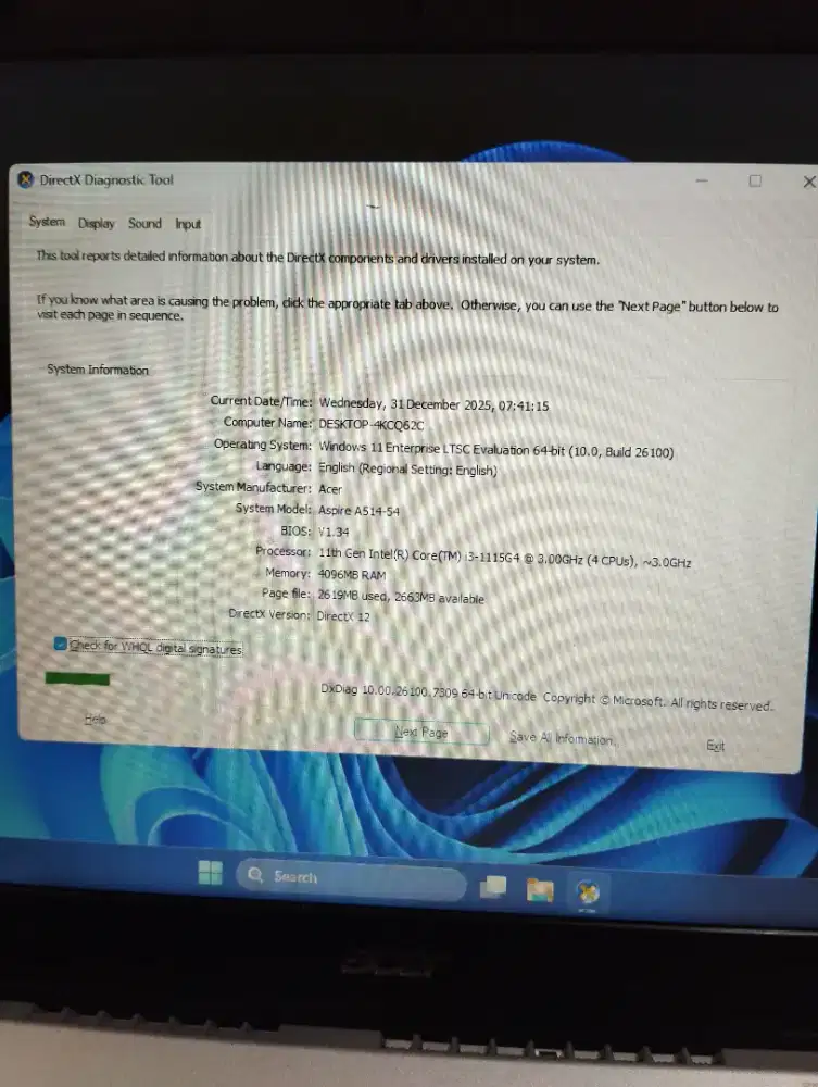 Laptop Acer Aspire A514-54