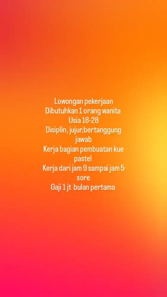 Lowongan kerja pembuatan kue