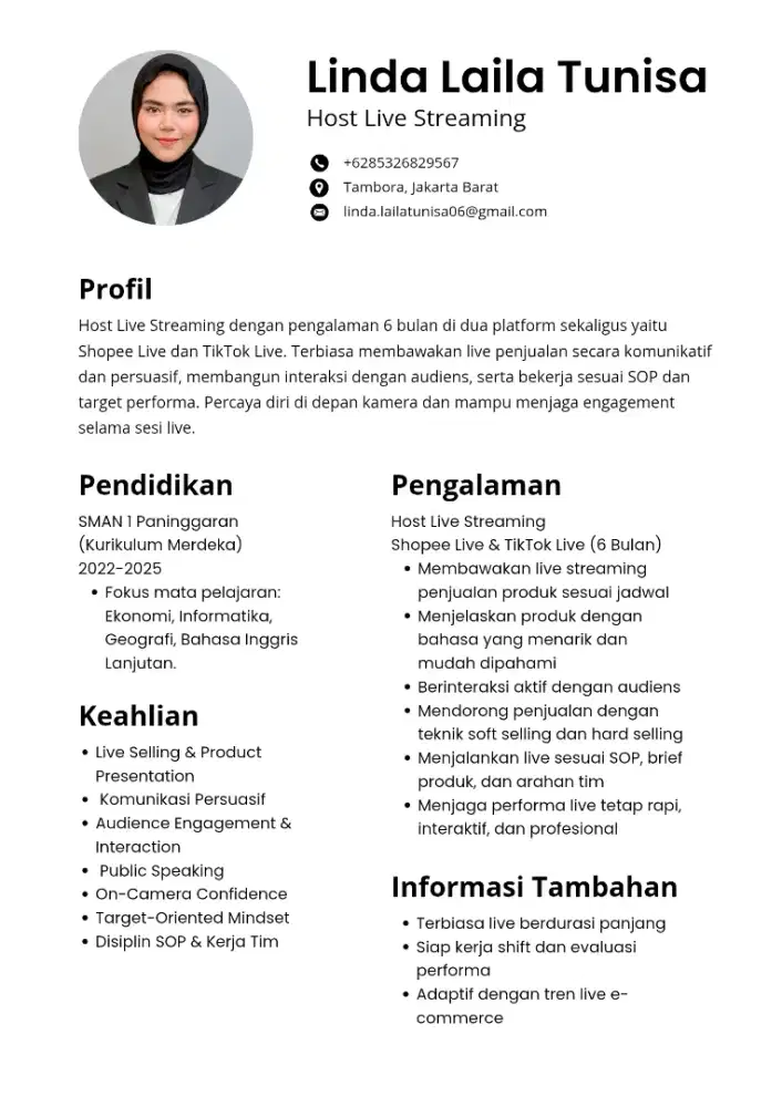 Host live streaming Shopee dan Tiktok