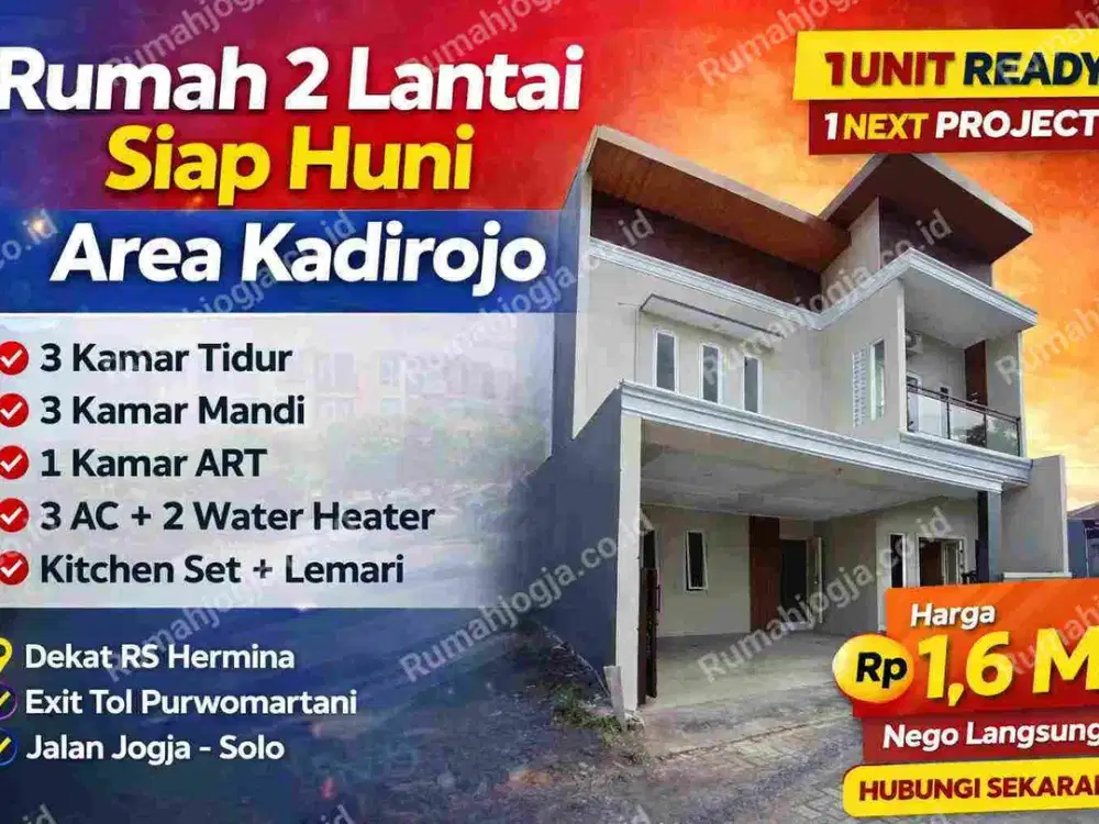 Rumah 2 Lantai Siap Huni Kadirojo Dekat Tol & RS Hermina