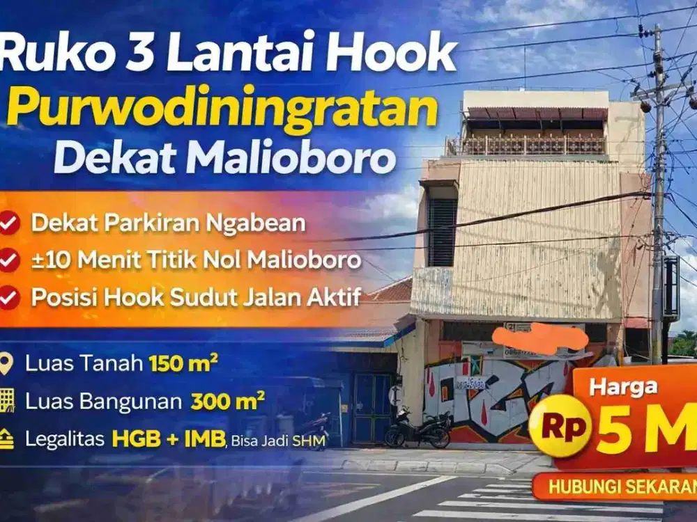Ruko 3 Lantai Hook Purwodiningratan Dekat Malioboro