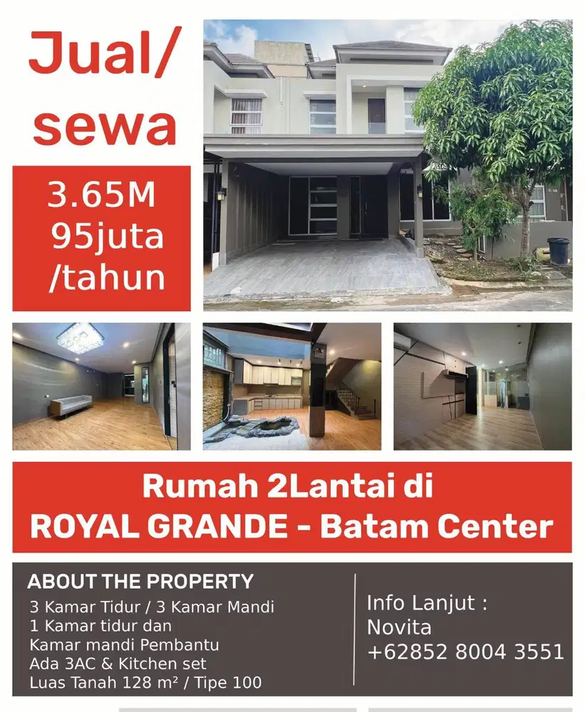 1 Unit Rumah 2Lantai di ROYAL GRANDE, Batam Center