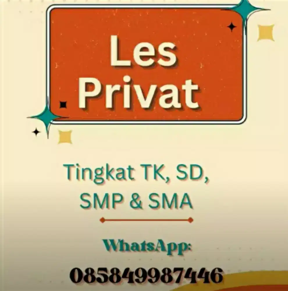 Terima les privat untuk TK, SD, SMP dan SMA. Guru datang kerumah siswa