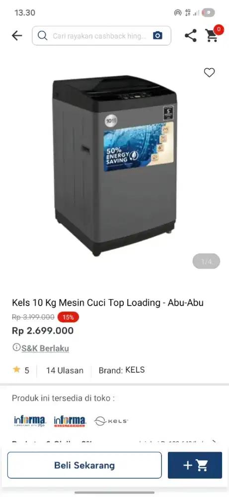 Ready stok mesin cuci kapasitas 10kg