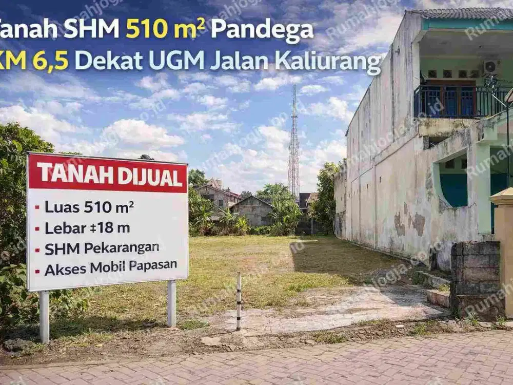 Tanah SHM 510 m² Pandega KM 6,5 Dekat UGM Jalan Kaliurang