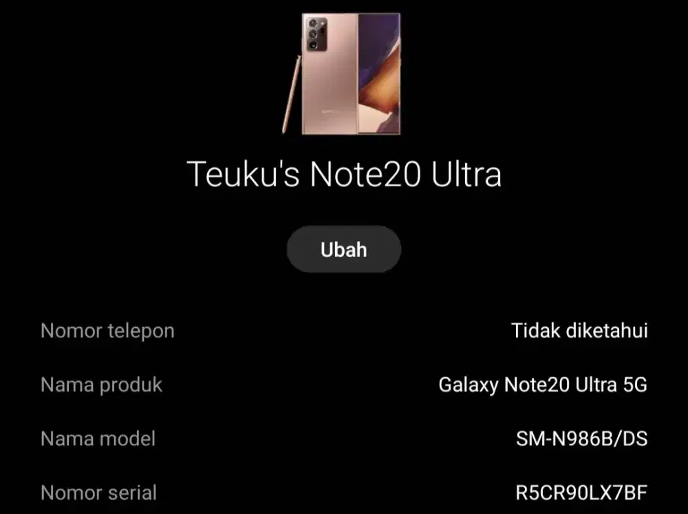 Samsung not 20 ultra 5G 12/256 second mulus , minus