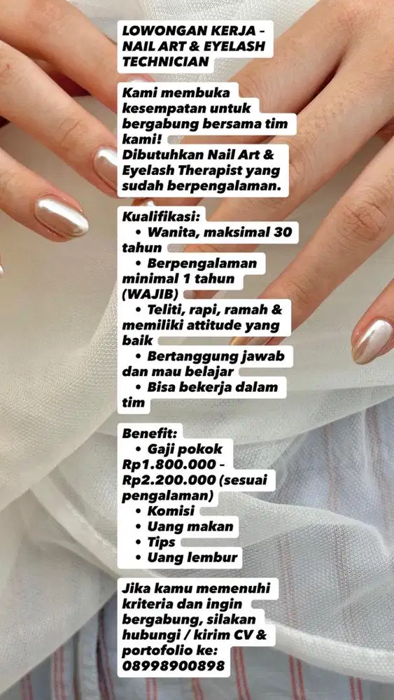 Lowongan kerja Nail Art & Eyelash