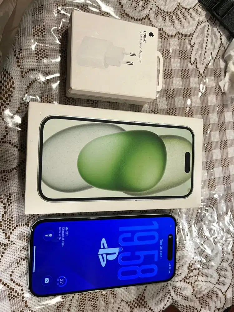 iPhone 15 128Gb Green iBox Fullset + Charger Adapter iBox