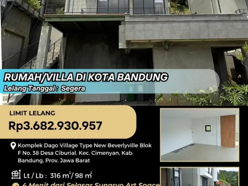 Rumah lelang Dago Village,Unit Baru Harga super murah 