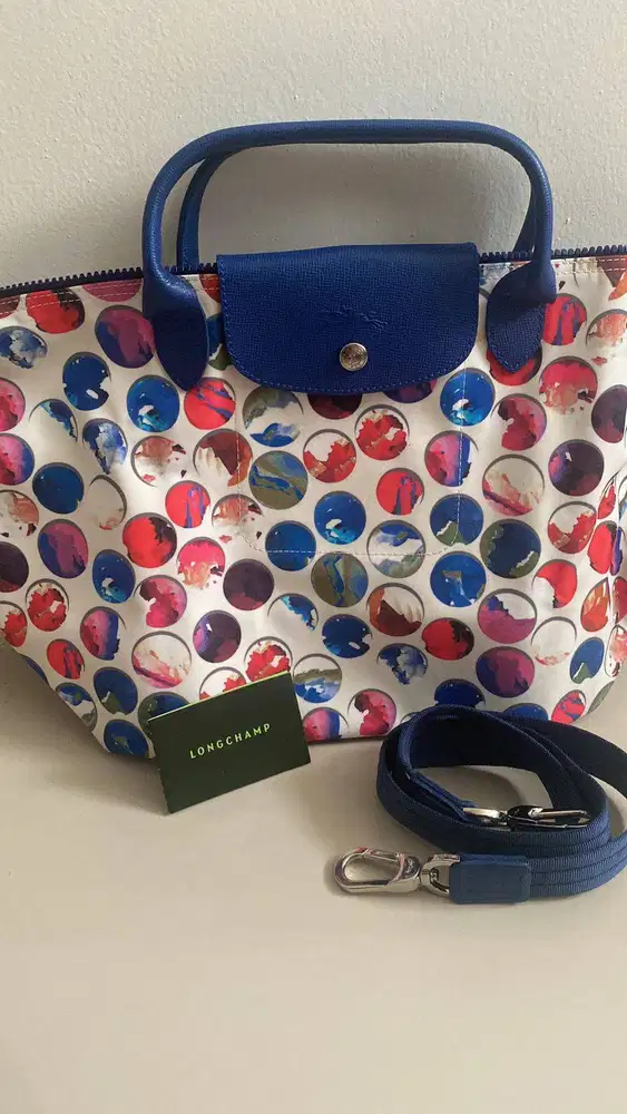 Longchamp taupe Le Pliage Polkadot