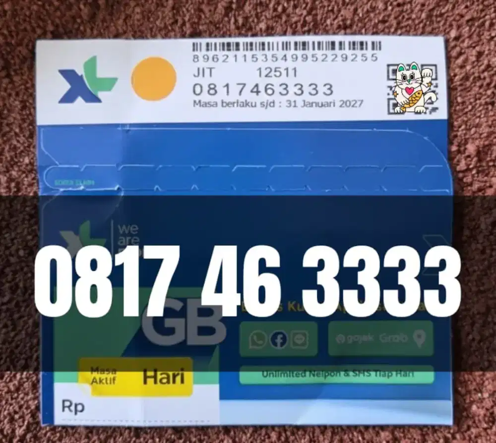 NOMOR CANTIK XL 10 DIGIT KWARTED 3333
