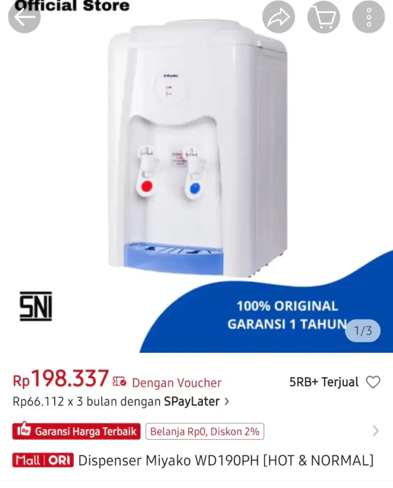 Dispenser Miyako / Bekas Pribadi/ Jual karena tidak terpakai