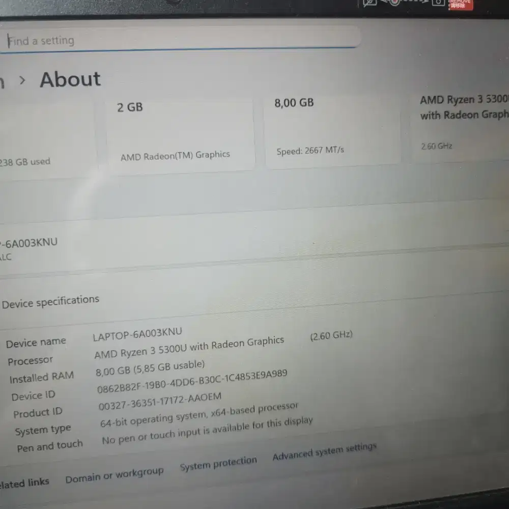 Laptop lenovo v14 g2 alc rayzen 3 5300U