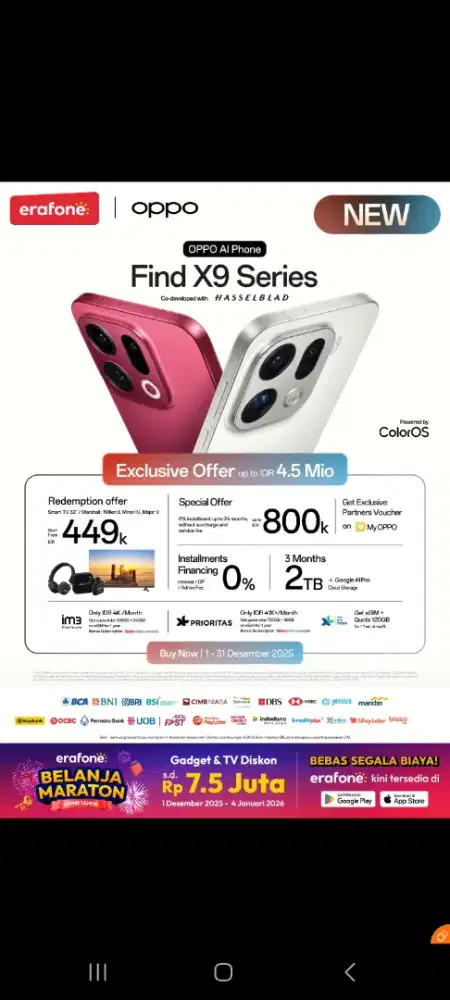 Credit bunga 0% gratis 2x angsuran