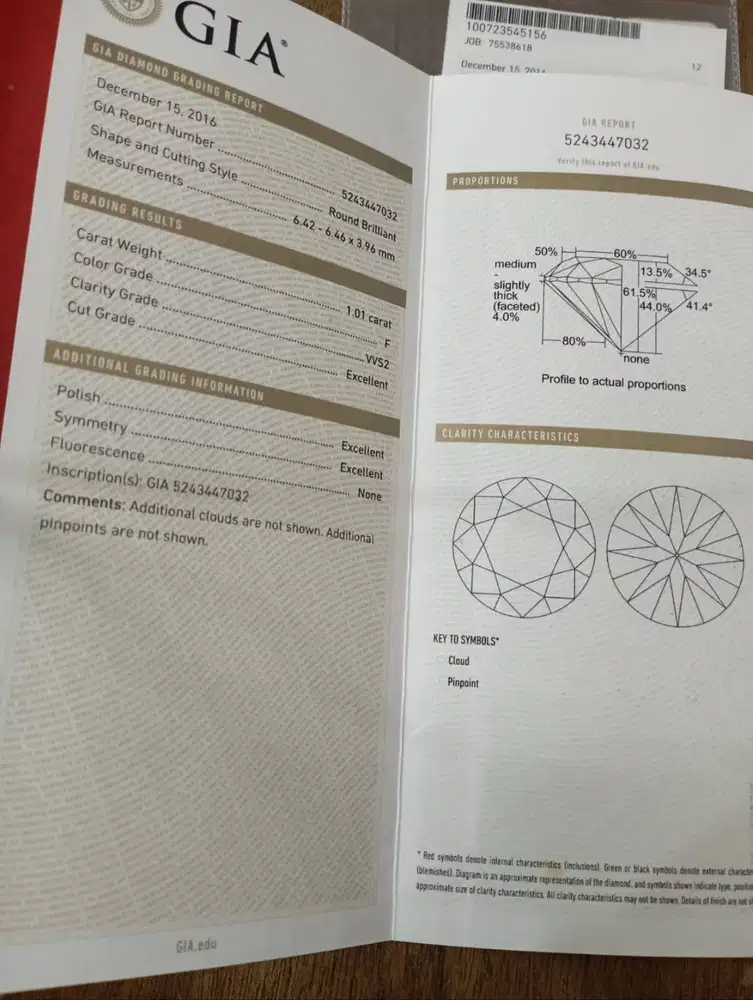 BERLIAN GIA TRIPLE EXCELLENT