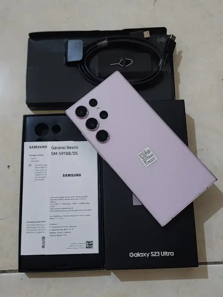 Samsung S23 Ultra 5G 12/256Gb, warna Lavender SEIN, kondisi 99% Mulus