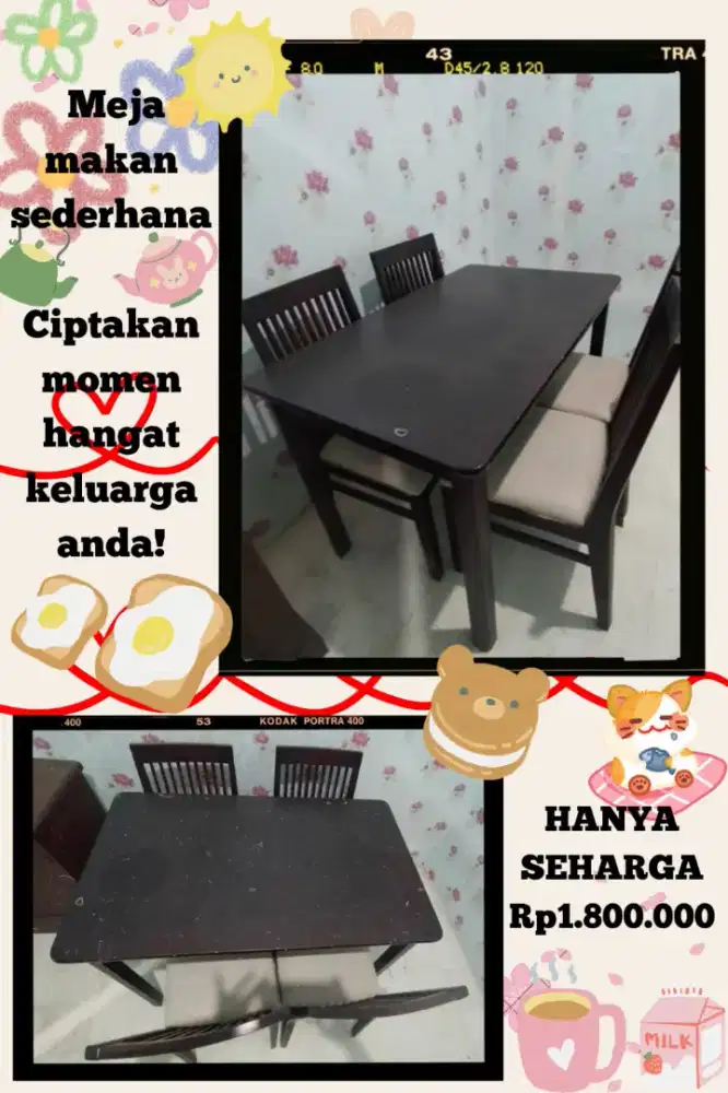 Meja dan kursi makan