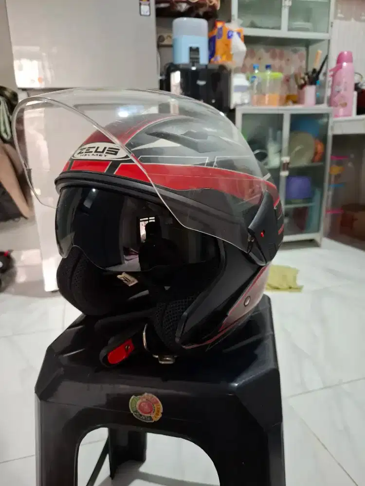 Helm ZEUS 611 Motif TT18 Red Double Visor