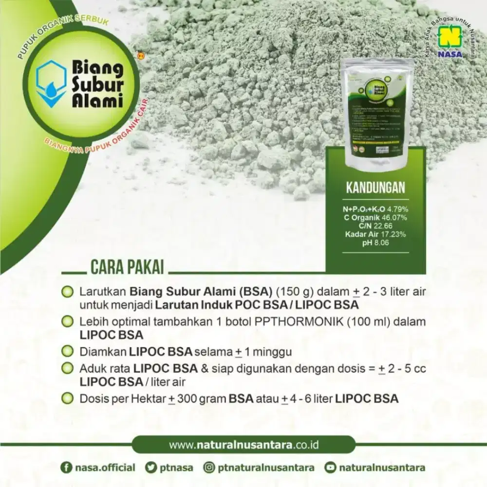 Biang Subur Alami Pupuk berbentuk serbuk larutan induk untuk buat POC