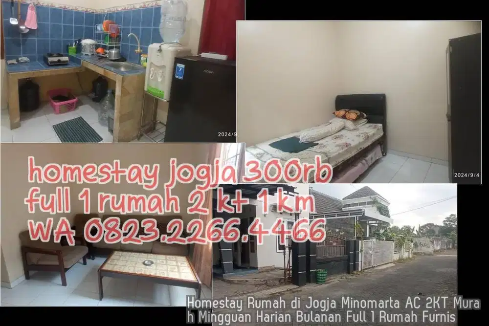 Homestay Rumah di Jogja Minomarta AC 2KT Murah Mingguan Harian Bulanan