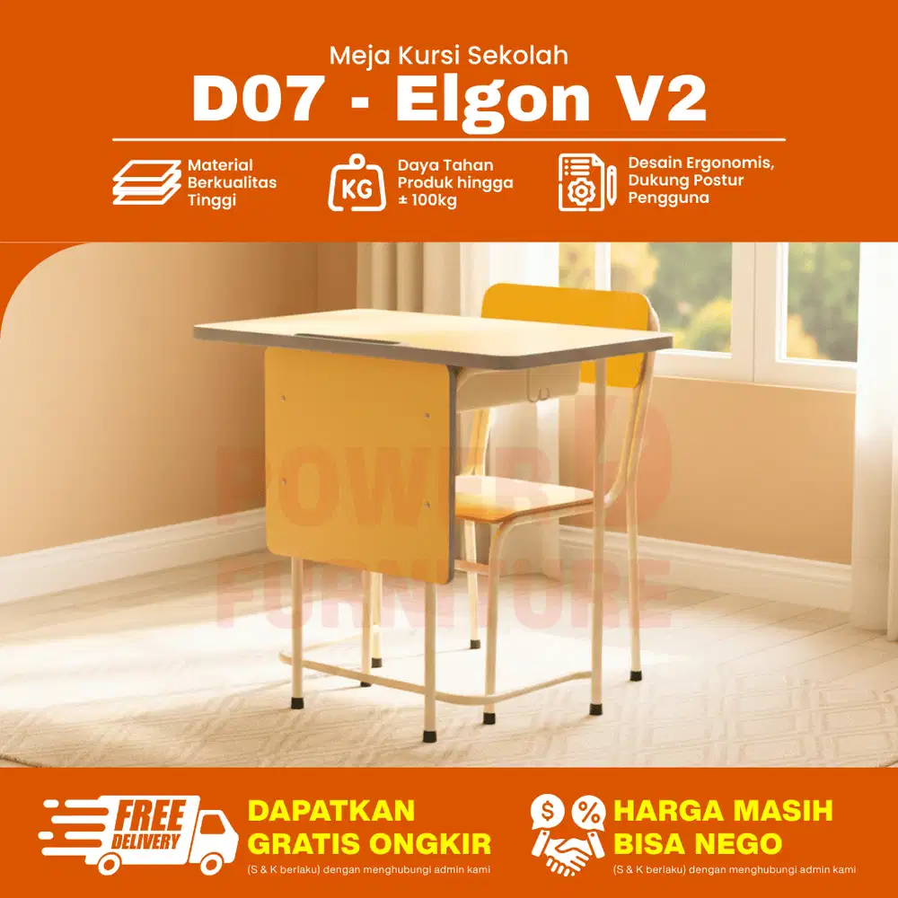 D07 v2 Bangku Sekolah Modern - Meja Kursi Sekolah | Set Meja Sekolah
