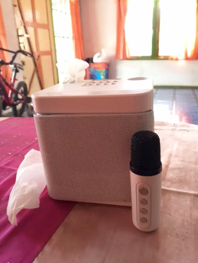 Speaker bluetooth portabel dengan 2 mikropon (Bekas)