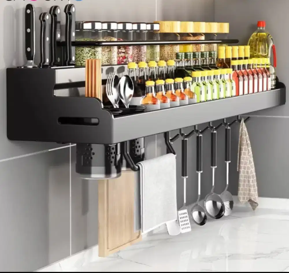 Rak Gantung Stainless Stell Rak Dapur Rak Bumbu dapur, Sendok , Pisau