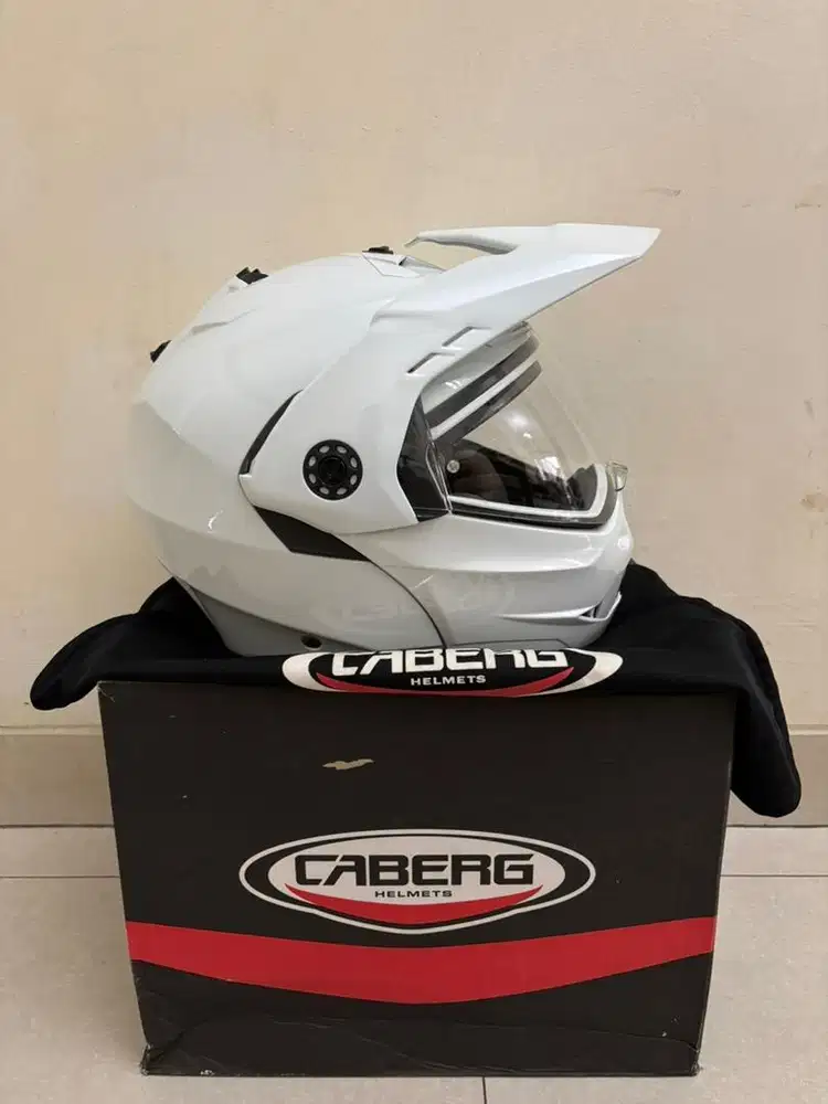 Helm caberg modular adventure supermoto putih mulus ori