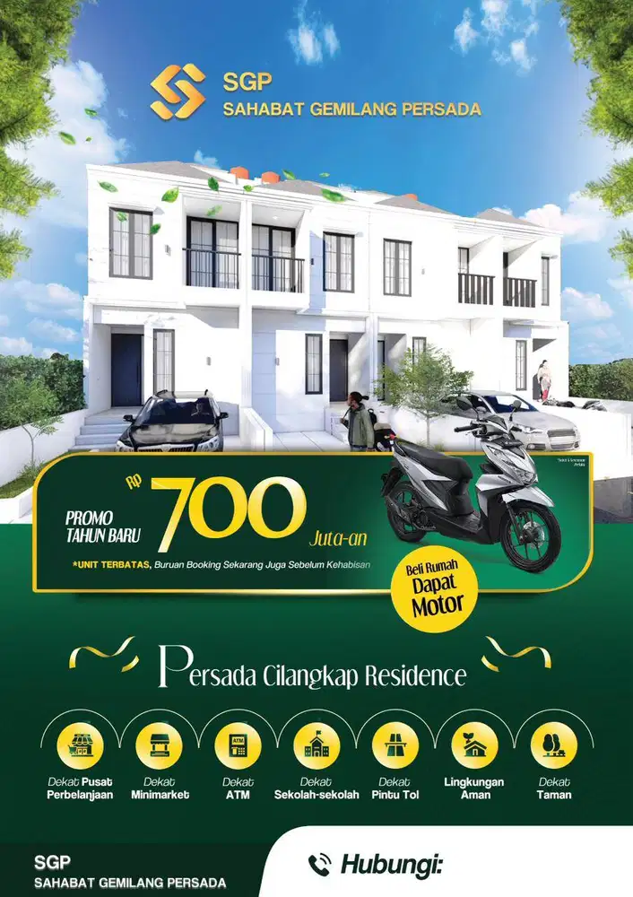 RUMAH CLUSTER AKSES JALAN UTAMA